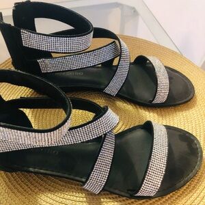 Crystal Studded black sandals 7